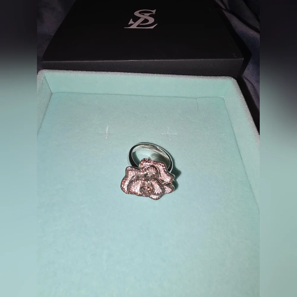 Sale Fine Jewelry Chocolate   Pave Flower Ring Size: 8.5 Retail$825 - Picture 12 of 13